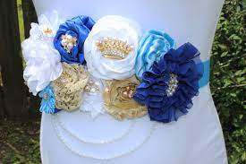 Royal Prince Gold White Royal Blue Baby Blue Maternity Sash Blue Maternity Belt Boy Flower Belt Materni Maternity Sash Boy Baby Shower Themes Belly Sash