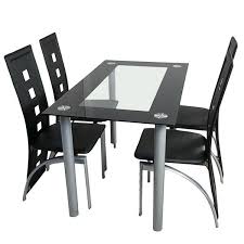 Bring wonderful breakout moments having an ideal set of white and black dining tables with fast delivery to melbourne, sydney, brisbane, perth. 110cm Dining Table Set Tempered Glass Dining Table With 4pcs Chairs Transparent Black Wish