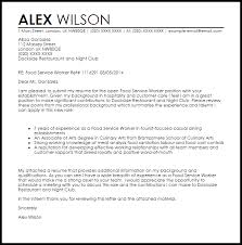 Food Service Worker Cover Letter Sample Cover Letter Templates Examples