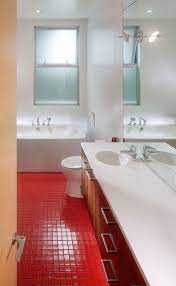 We earn a commission for products purchased through some links in this article. Modern Home With A Fabulous Rooftop Deck 1 Kind Design Red Tile Floor Bathroom Red Red Tiles