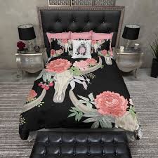 Texas Longhorn Flower And Steer Bull Cow Skull Bedding Collection Skull Bedding Duvet Bedding Sets Bed Linens Luxury