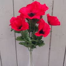 One species of poppy, papaver somniferum. Artificial 41cm Red Poppy Bush Permabloom