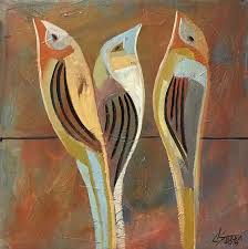 Abstract Birds On A Wire Painting Birds On A Wire Original Oil Painting Nature Outdoor Theme Earthtone Colors Contemporary Art Outdoors Oil Painting Nature Original Oil Painting Artist At Work