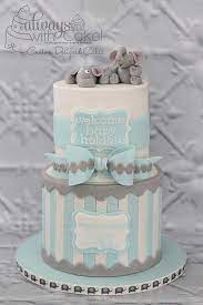 Twin S Baby Shower Cake Elephants Baby Shower Cakes For Boys Elephant Baby Shower Cake Twin Baby Shower Cake