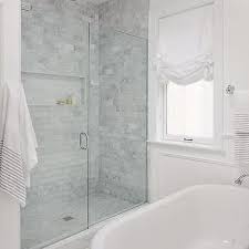Linear Marble Shower Tiles With Long Shower Niche Shower Niche Fitted Bathroom Shower Tile