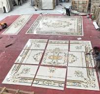 Custom Luxury Marble Inlay Waterjet Medallion Floor Pattern Design