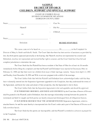 Sample Divorce Decree Divorce Divorce Online Divorce Papers