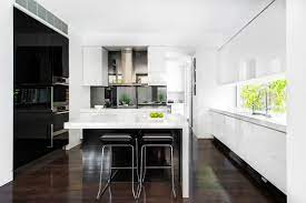 Maybe you would like to learn more about one of these? Island Bench With Only One Side Waterfall Schulberg Demkiw Architects 1141 Pure White Kitchen Design Kitchen Inspirations Kitchen Remodel