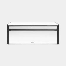 Metal bread bin kitchen storage containers w/ roll top lid for hotels homes. Fall Front Bread Bin Brilliant Steel Brabantia