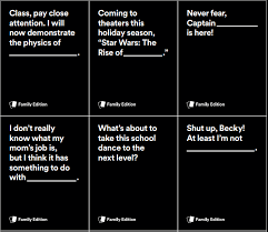 Heavily influenced by the popular apples to apples card game, it was initially named cardenfreude (a pun on schadenfreude) and involved a group of players writing out the most abstract and, often, humorous response to the topic question. 4 Ways To Get Your Cards Against Humanity Fix From Home