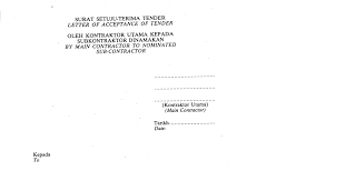 • harga di sst hendaklah harga termasuk gst bagi perolehan yang dikenakan gst. Soft Copy Surat Setujuterima Tender Kontraktor Utama Kepada Sub Kontraktor Dinamakan Borak Qs