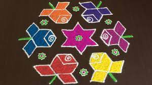 Sankranti Rose Flowers Muggulu With 11 To 6 How To Draw Rose Rangoli Rangoli Designs With Dots Colorful Rangoli Designs Roses Drawing