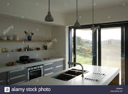 double sink in central island unit in