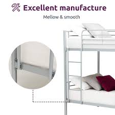 Amazon Com Joybase Metal Bunk Bed Twin Over Twin With Removable Ladder And Guard Rail Space Saving Design Grey Kitchen D Bunk Beds Bed Metal Bunk Beds