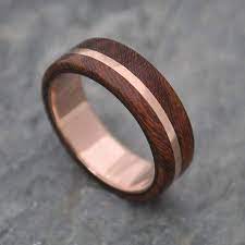 Rose Gold Solsticio Nacascolo Wood Ring Naturaleza Organic Jewelry Wood Rings Rose Gold Wood Ring Wood Wedding Ring Gold Diamond Wedding Band