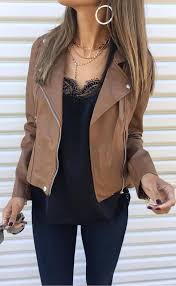 Brown And Black Leather Jacket Top Skinnies Fashiontrendsjacket Casual Chic Outfit Chic Outfits Trending Fashion Outfits