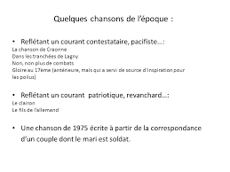 La narration faite par ce personnage fictif, qui n'apparaitra pas à. La Guerre De 1914 1918 Et La Chanson Ppt Telecharger