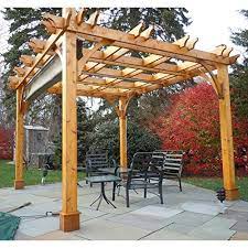 Ces pergolas sont disponibles avec différents systèmes de fermeture du toit : 10 Ft X 10 Ft Cedar Breeze Pergola With Canopy Buy Online In Luxembourg At Luxembourg Desertcart Com Productid 18837633