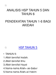Analisis Hsp Tahun 5 Dan Tahun 6