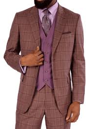 Complete your working wardrobe with a classic 3 piece suit. Steve Harvey Men S 1920s Mauve Plaid 3 Piece Suit Solid Color Vest 119723 Os