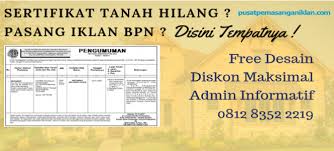 Maybe you would like to learn more about one of these? Iklan Pengumuman Bpn Pasang Iklan Murah Www Pusatpemasanganiklan Com