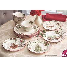 Better Homes And Gardens Heritage 12 Piece Dinnerware Set Walmart Com Christmas Dinnerware Christmas Tableware Christmas Dinnerware Sets