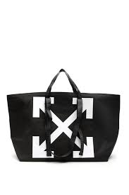 Black And White Bag Images Off White Commercial Logo Coated Canvas Tote Bag In Black Modesens In 2020 Bags Canvas Tote Bags Tote Bag