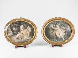 Coppia Di Stampe 1794 Cornici Dorate Antiquariato Cornici