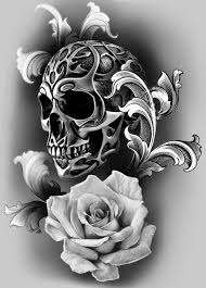Skull And Rose Skull Rose Tattoos Skulls Drawing Skull Tattoo Design