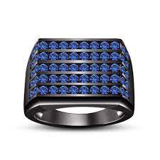 14k Black Gp Blue Sapphire Lovely Men 39 S Special Lovely Hand Made Engagement Band Ring Make For Order Mens Band Rings Mens Engagement Band Engagement Ring