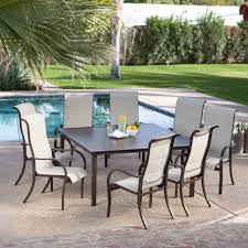 Del Rey Deluxe Padded Sling Square Aluminum Dining Set Seats 8 Patio Dining Sets At Hayneedle Patio Patio Furniture Dining Set Aluminium Outdoor Furniture