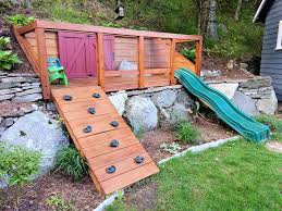 Hillside Playground Built For My Kids To Maximize Space In Our Small Backyard Geneigter Hinterhof Kinderspielplatz Garten Garten Spielplatz