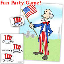 Pin The Hat On Uncle Sam Party Game Downloadable Party Games Memorial Day Flag Fun Party Games