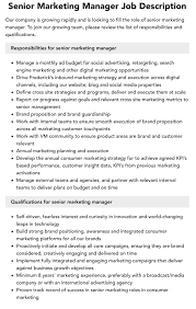 Senior Marketing Manager Job Description | Velvet Jobs