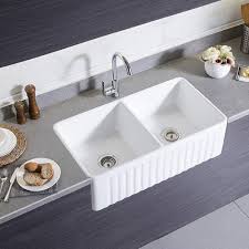 Our fireclay farmhouse sink collection tells a unique story. 33 Inch White Ceramic Fireclay Kitchen Sink With 2 Deep Bowls Overstock 32188069