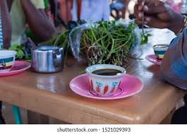Firstly, the coffee cups are all arranged on a table along with snacks. Cup Ethiopian Coffee Khat On Table Stock Photo Edit Now 1521029393