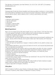 Cna resume skills are the specific skills employers are looking for when they want to hire a certified learn about the importance of submitting cover letters for day care assistant jobs and discover how to create a strong cover letter. Professional Private Duty Nurse Templates Myperfectresume