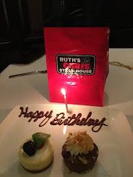Served with vanilla ice cream $10.5 720 cal chocolate sin cake flourless chocolate cake blended with espresso $10.5 620 cal creme brulee classic creole vanilla custard, topped with fresh berries $11 930 cal bread pudding. Received Surprise Birthday Dessert Picture Of Ruth S Chris Steak House Fort Wayne Tripadvisor