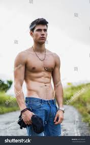 Shirtless Sexy Muscular Young Man Jeans Stock Photo Edit Now 287796431