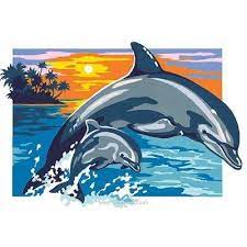 dauphins et coucher de soleil canevas chez seg art dauphin peintures toile noire tutoriels peinture coloriage requin effrayant