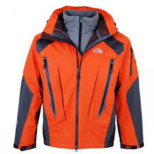 the north face men s pure darkorange grey serac goretex jacket north face mens outdoor wear north face hoodie