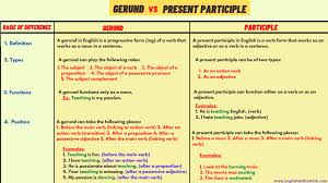 Instead, they act as modifiers or complete progressive verbs. Difference Between A Gerund And A Present Participle Examples And Tips