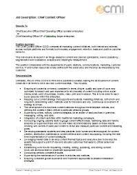 Job Description Format For Chief Content Officer