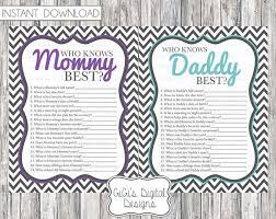 Who Knows Mommy Best And Who Knows Daddy Best Baby Shower Games Pass Around This Game For Your Gu Baby Shower Songs Modern Baby Shower Games Modern Baby Shower