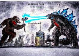 godzilla fan art on instagram godzilla vs kong battle damage revealed as movie is rated pg 13 godzilla vs king ghidorah king kong vs godzilla kong godzilla