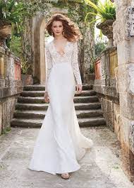 Style 2450 Ivory Venise Lace And Crepe Sheath Bridal Gown Long Sleeve Bodice With Cashmere Lining And Deep Wedding Dresses Lace Bridal Gowns Bridal Dresses