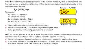 Solved Fluid Flow In A Pipe Can Be Represented By The Rey Chegg Com