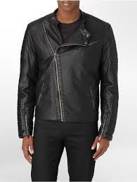 Calvin Klein Mens Asymmetrical Zip Close Faux Leather Biker Moto Jacket Jackets Moto Biker Jacket Moto Jacket