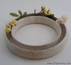 Stoneware Ring Vase Wheel Thrown Ceramic Pansy Ring Home Decor Flower Arranger Centerpiece Ready To Ship Speckle White V576 Wheel Thrown Ceramics Ceramic Flowers Ceramics