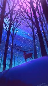 Reindeer Forest Night Stars Digital Art Iphone Wallpaper Scenery Wallpaper Fantasy Landscape Forest Wallpaper Multiple sizes available for all screen sizes. reindeer forest night stars digital art